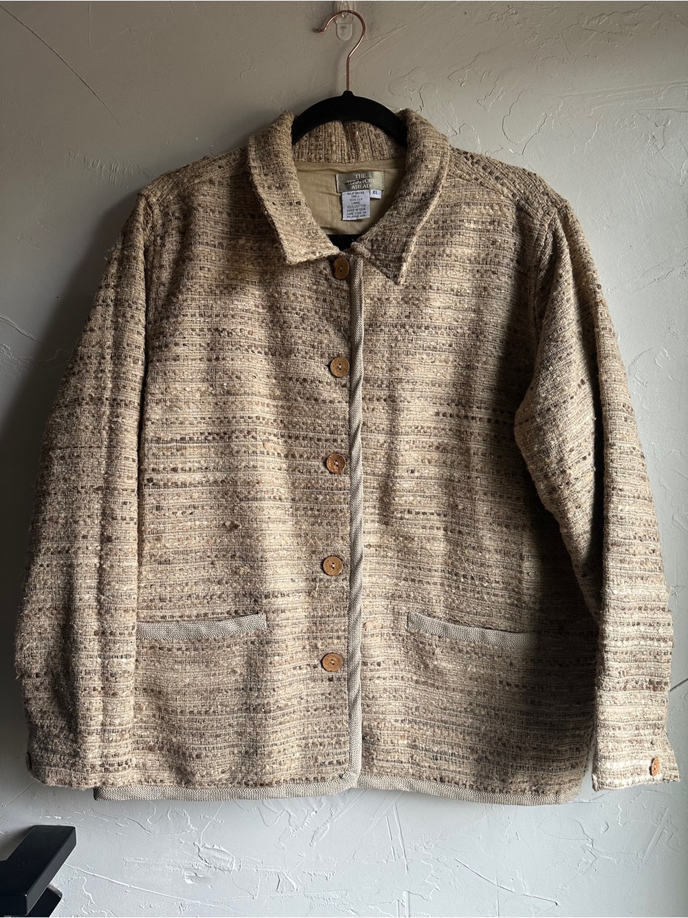 Territory Ahead 100% Silk Textured Jacket XL Lagenlook Earthy Artsy Boho